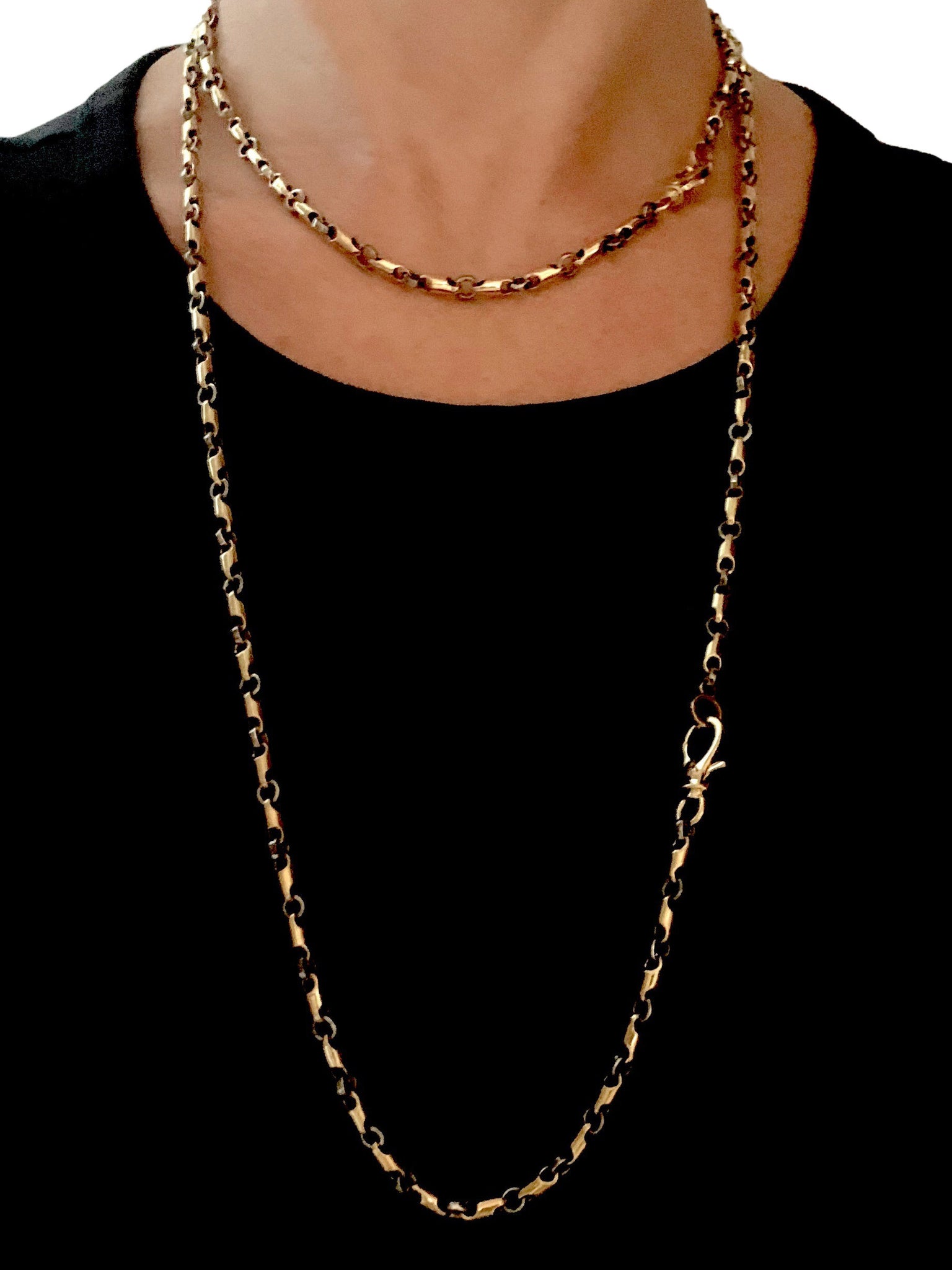 Sterling Silver and Brass Chain with single Diamond on each side of Clasp