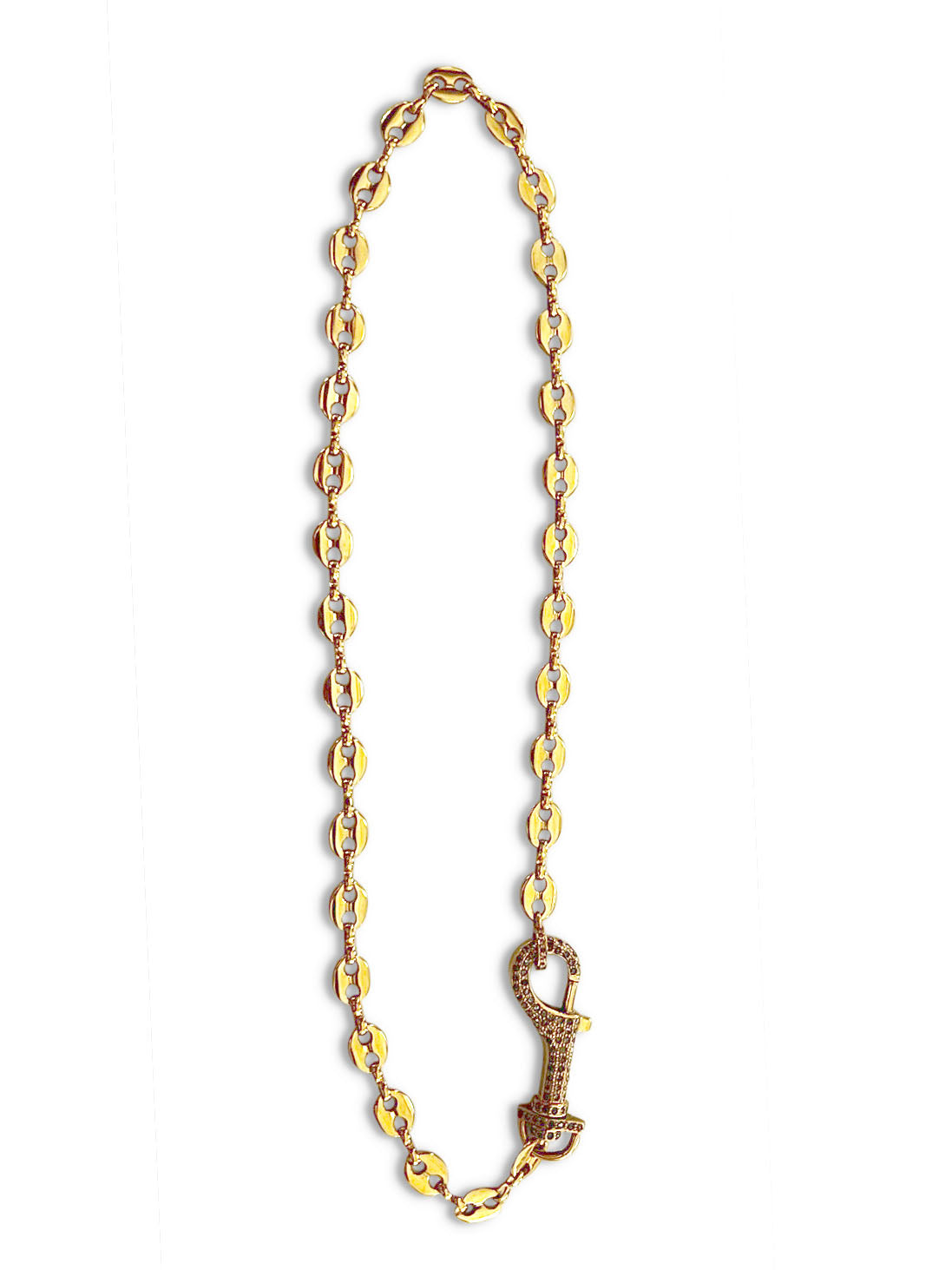 22kt Gold over Brass Chain with Pave Diamond Clasp