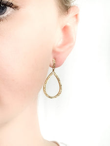 Pave Diamond Brass Small Tear Earrings