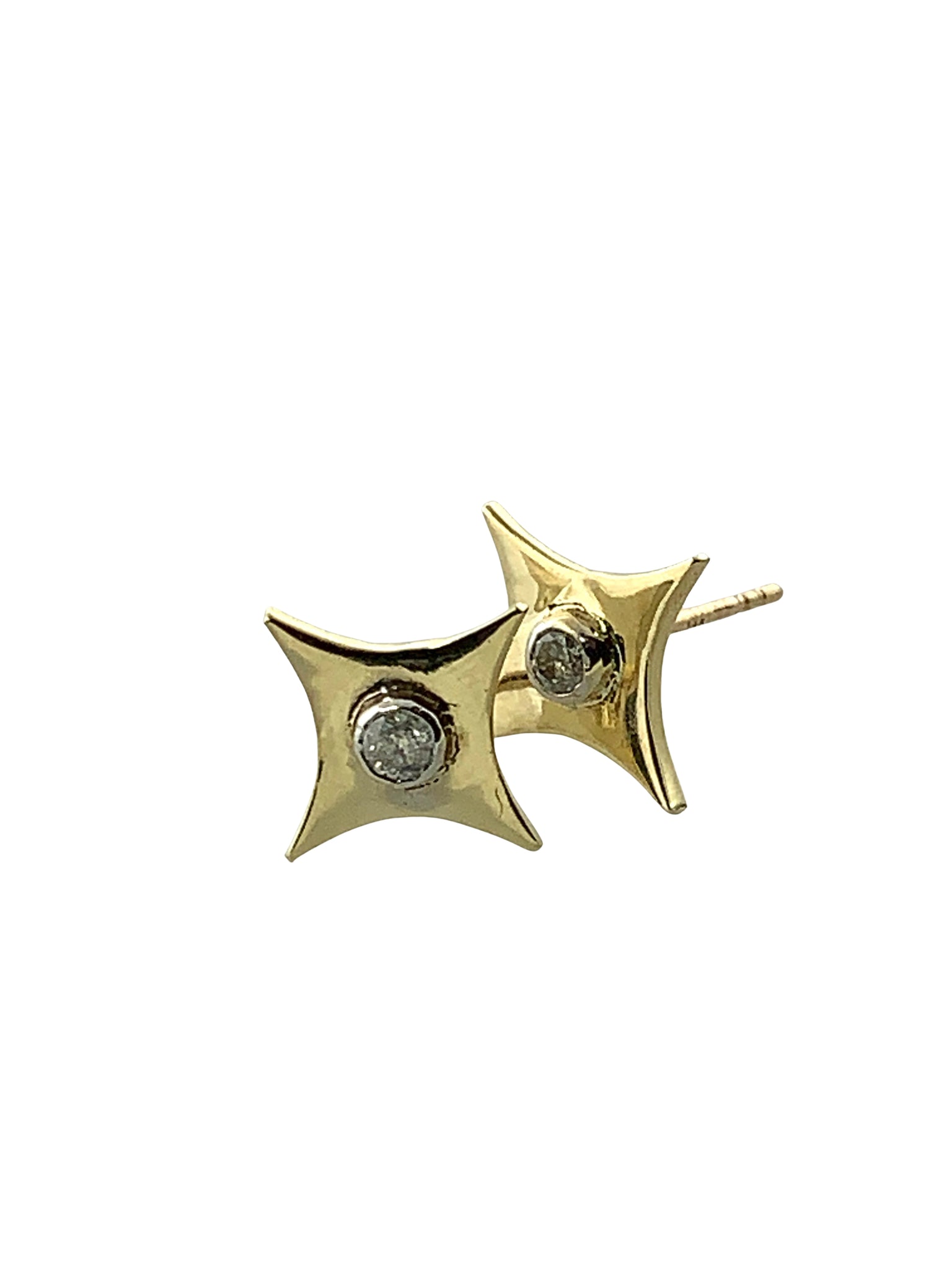 Diamond Center Brass Cushion Studs