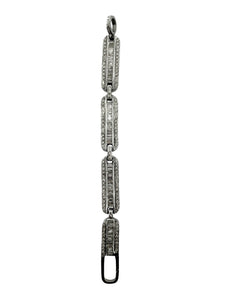 Baguette and Pave Diamond Four Link Sterling Silver Extender