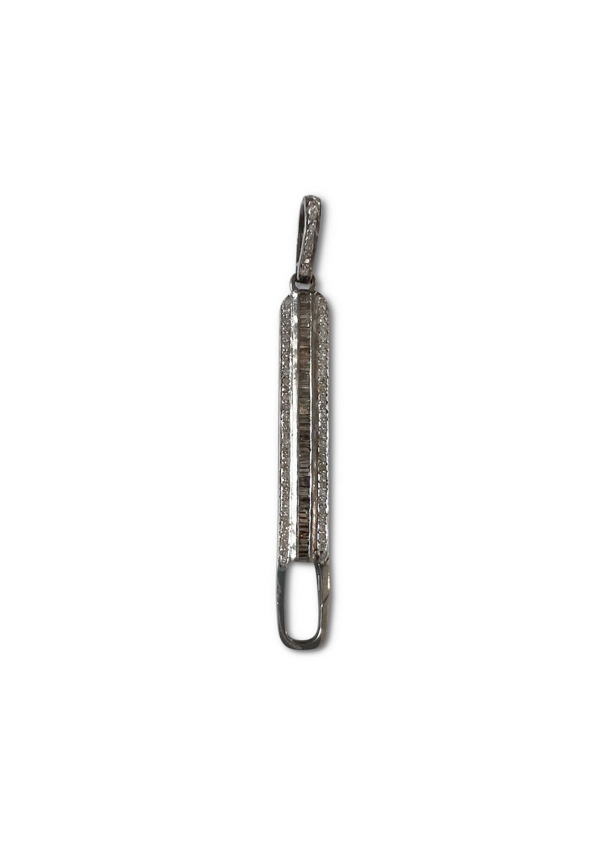 Pave Diamond and Baguette Sterling Silver Extender