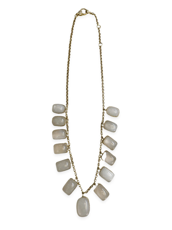Moonstone Drop Necklace on Brass