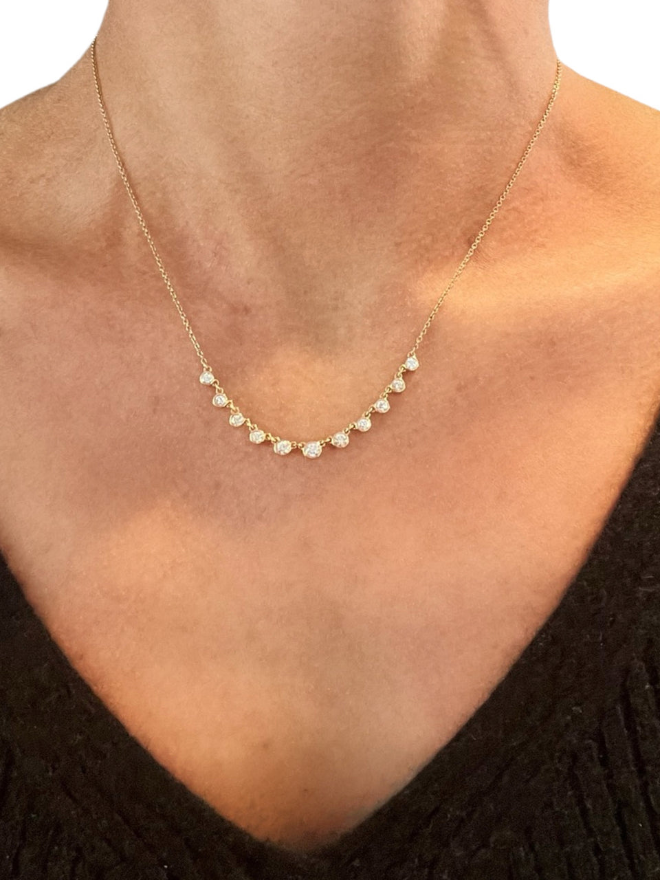 Precious Diamond Drop Necklace in 14kt Yellow Gold