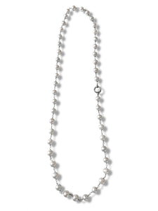 Silver Freshwater Pearls with Pave Diamond Sterling Silver Circle Clasp