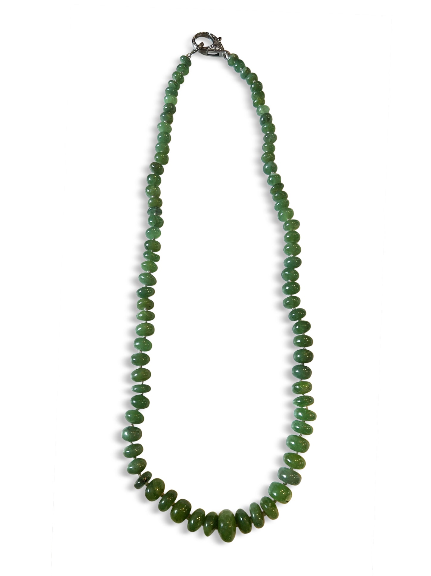 Olive Jade with Pave Diamond Clip set in Sterling Silver