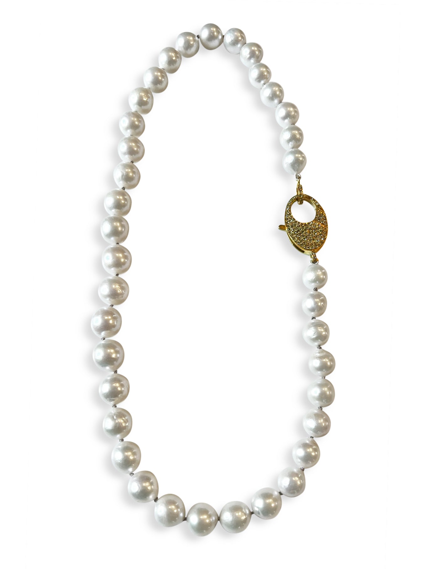 Edison Pearls with large Pave Diamond Brass Clasp