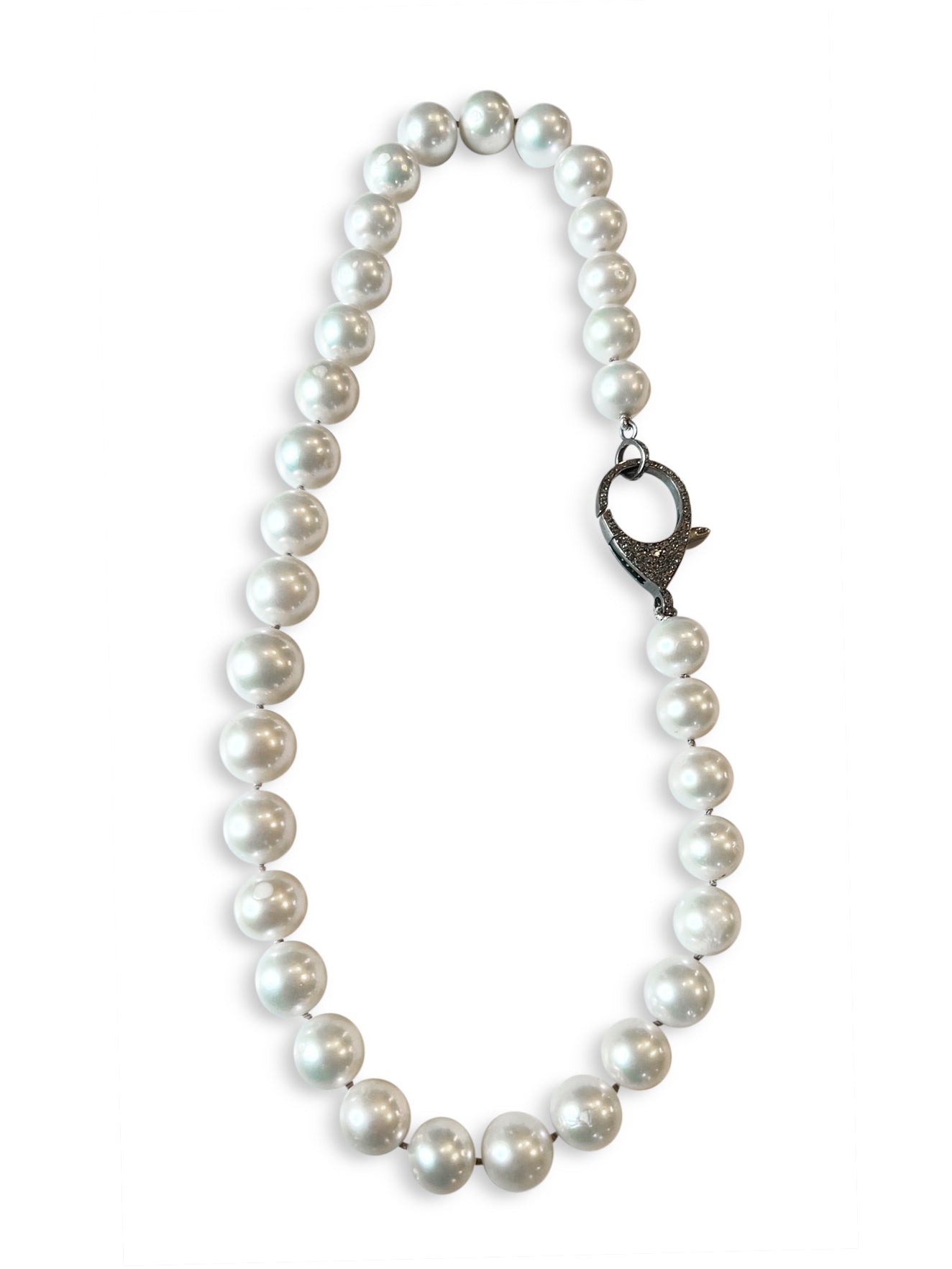 Edison Pearls with  Pave Diamond Sterling Silver Clasp