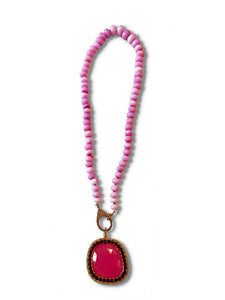 Pink Opal with Pave Diamond Brass Clip