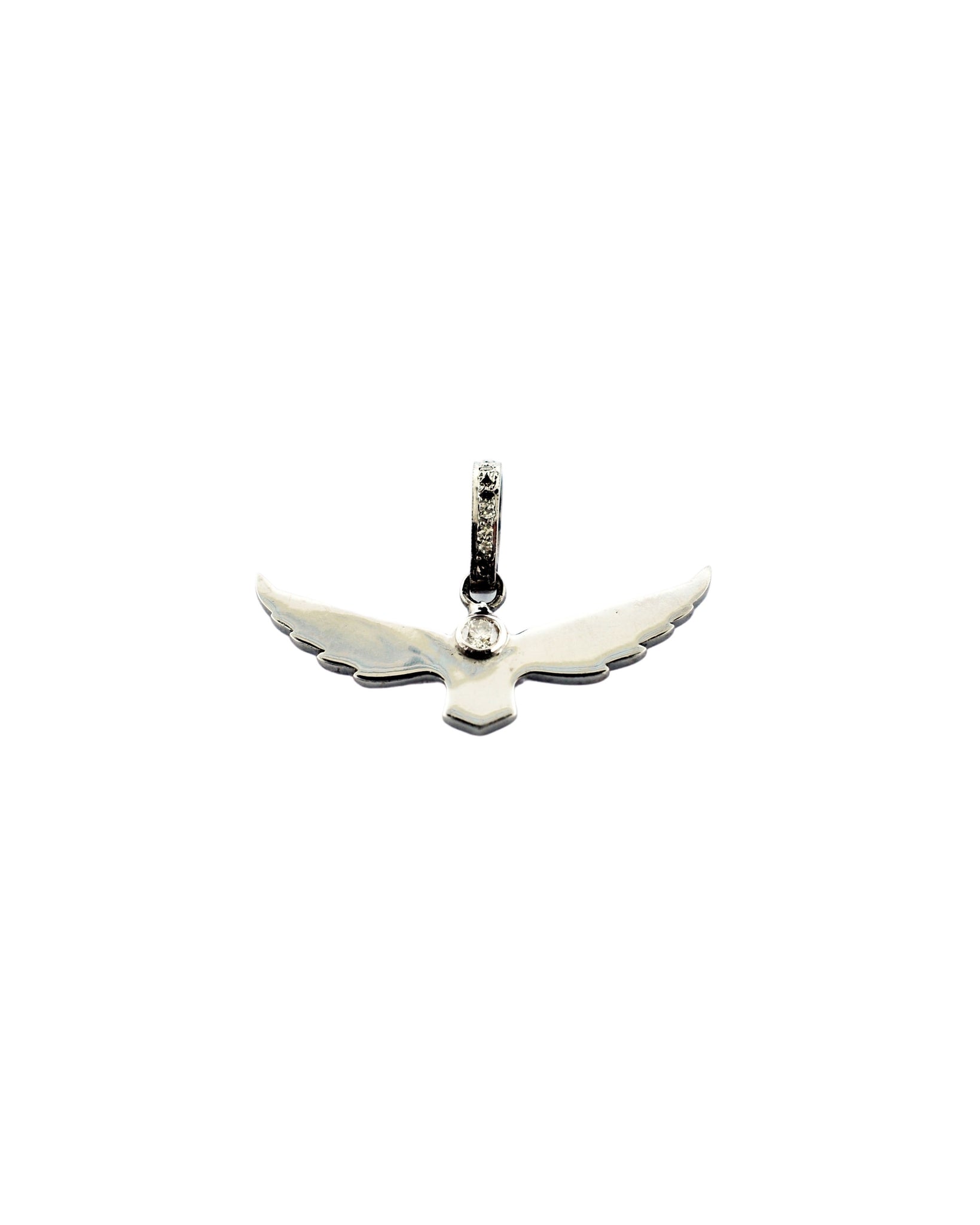 Sterling Silver Center Diamond Bird Pendant