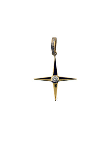 Brass Four Point Star with Center Diamond and Pave Bale.