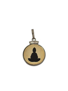 Buddha in Brass with Diamond Baguettes and Pave Bale