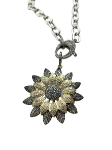 Pave Diamond Flower in Brass and Sterling Silver