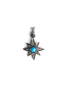 Turquoise set in Pave Diamond mini Starburst