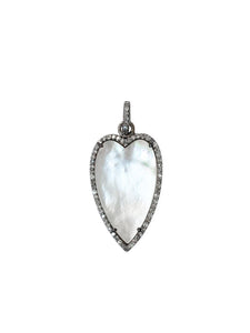 Mother of Pearl Heart with Pave Diamonds set in Sterling Silver