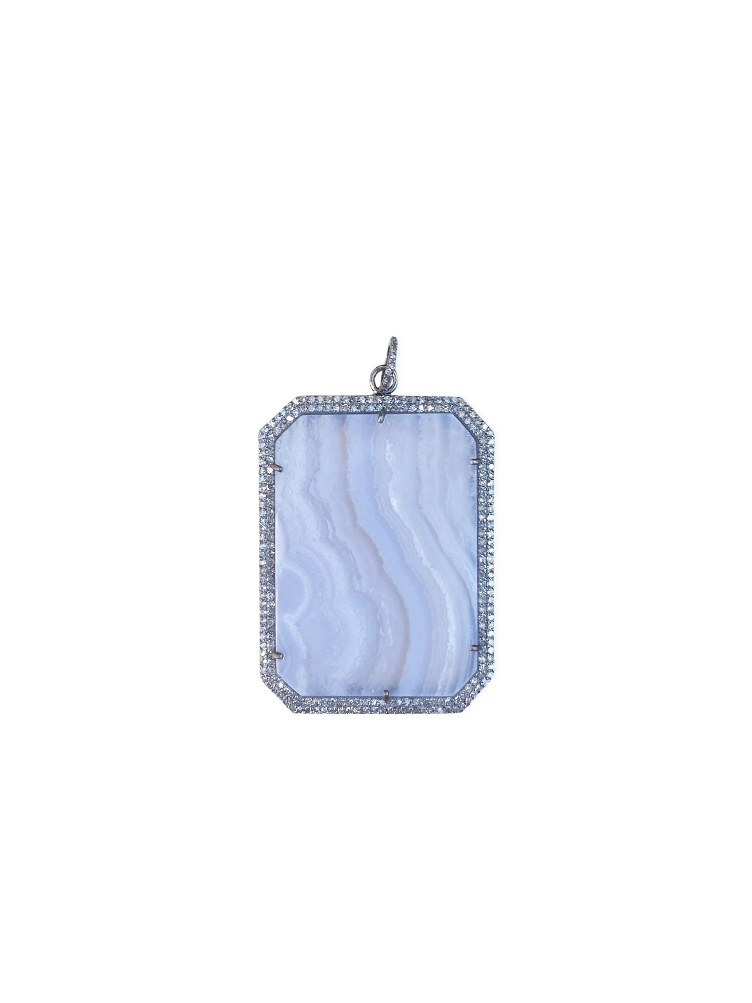 Crazy Lace Agate set in Sterling Silver with Pave Diamonds