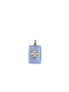 Blue Lace Agate with Four Diamonds set in Gold