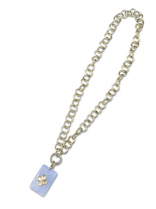 Blue Lace Agate with Four Diamonds set in Gold