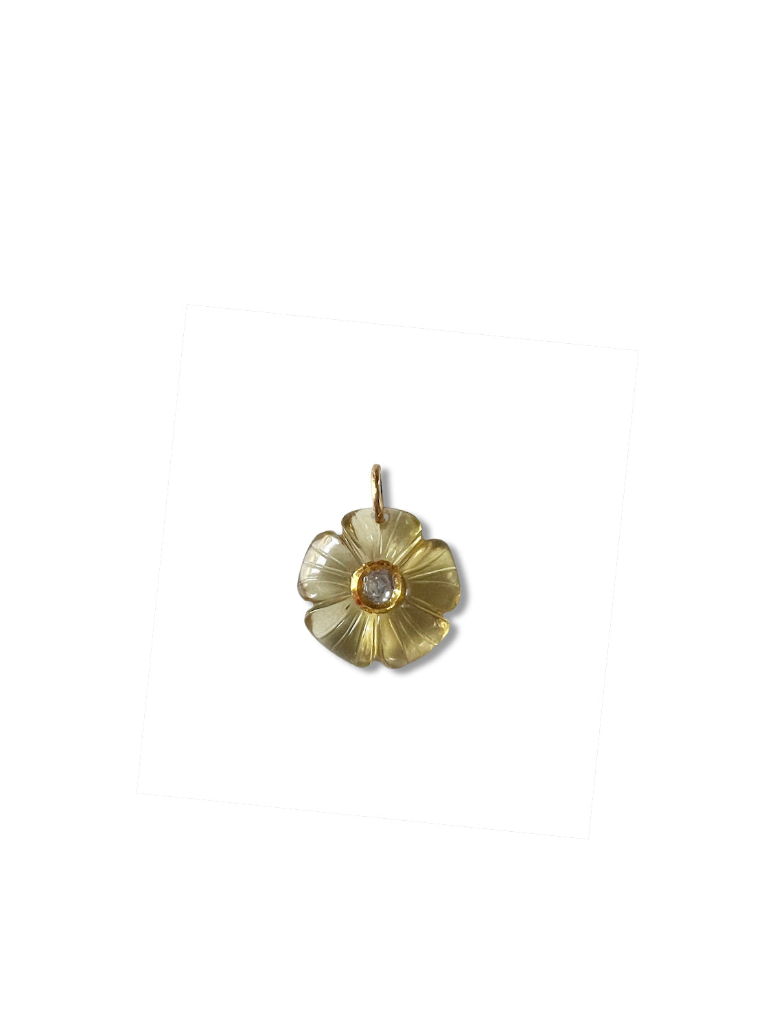 Citrine Flower Charm with Diamond set in Gold