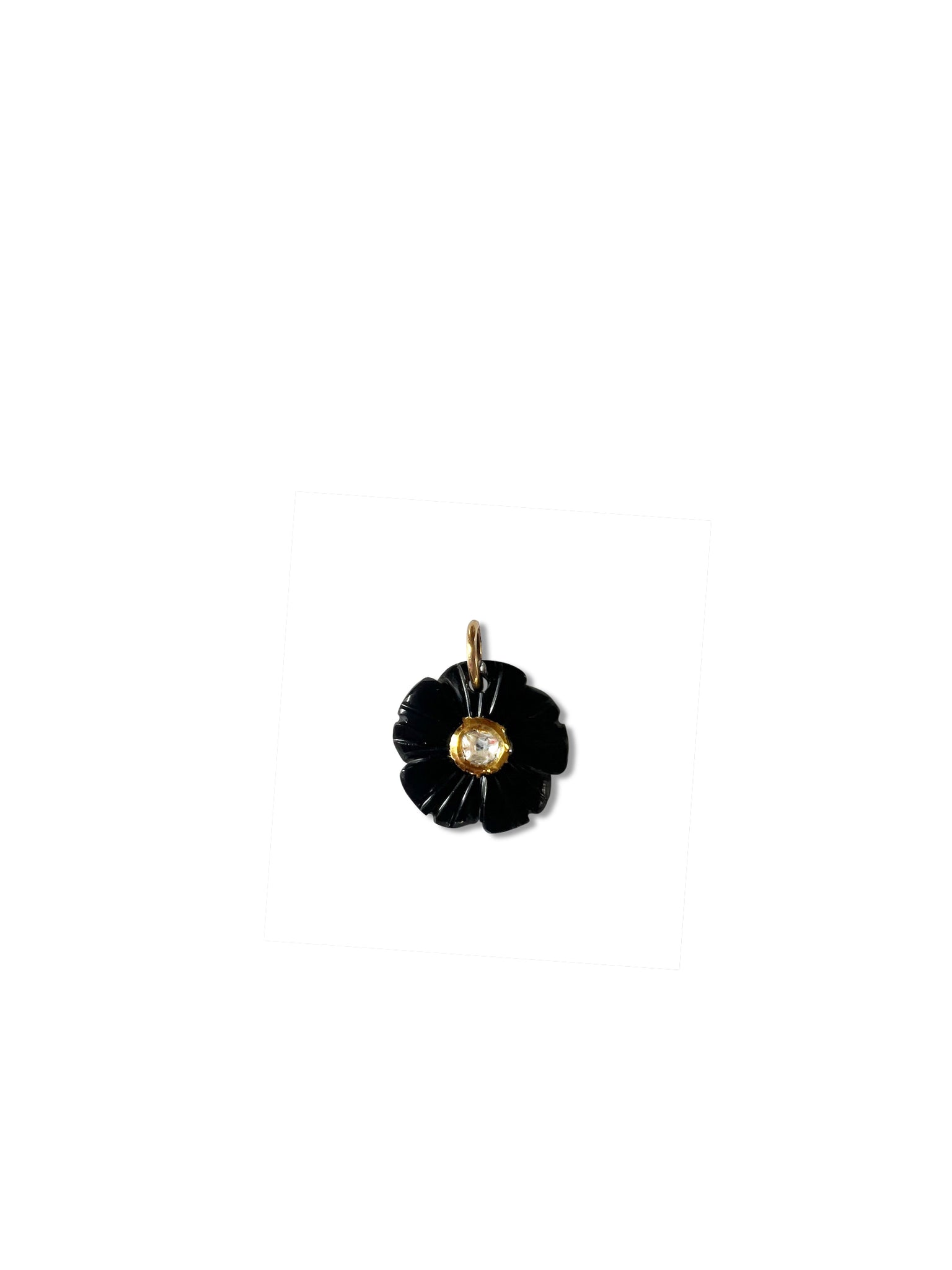 Smoky Topaz Flower Charm with Diamond set in Gold