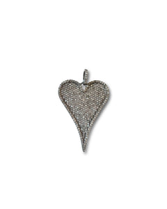 Pave Diamond Sterling Silver Heart