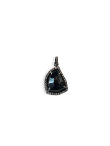 Black Tourmaline  with Pave Diamonds set in Sterling Silver