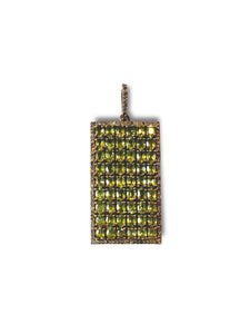 Diamond and Peridot Pendant set in 22kt Gold covered Brass