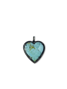 Turquoise Heart with Pave Diamonds set in Sterling Silver