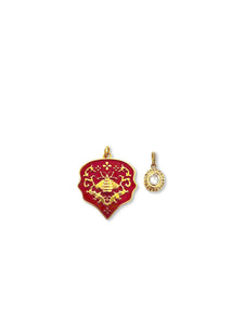 Polki Diamond Charm with Red Enamel Bee Pendant