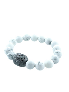 Howlite with Large Pave Diamond Bead