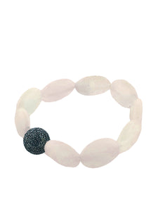 Rose Quartz with White Sapphire Bead