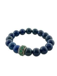 Emerald and Diamond Bead on Lapis